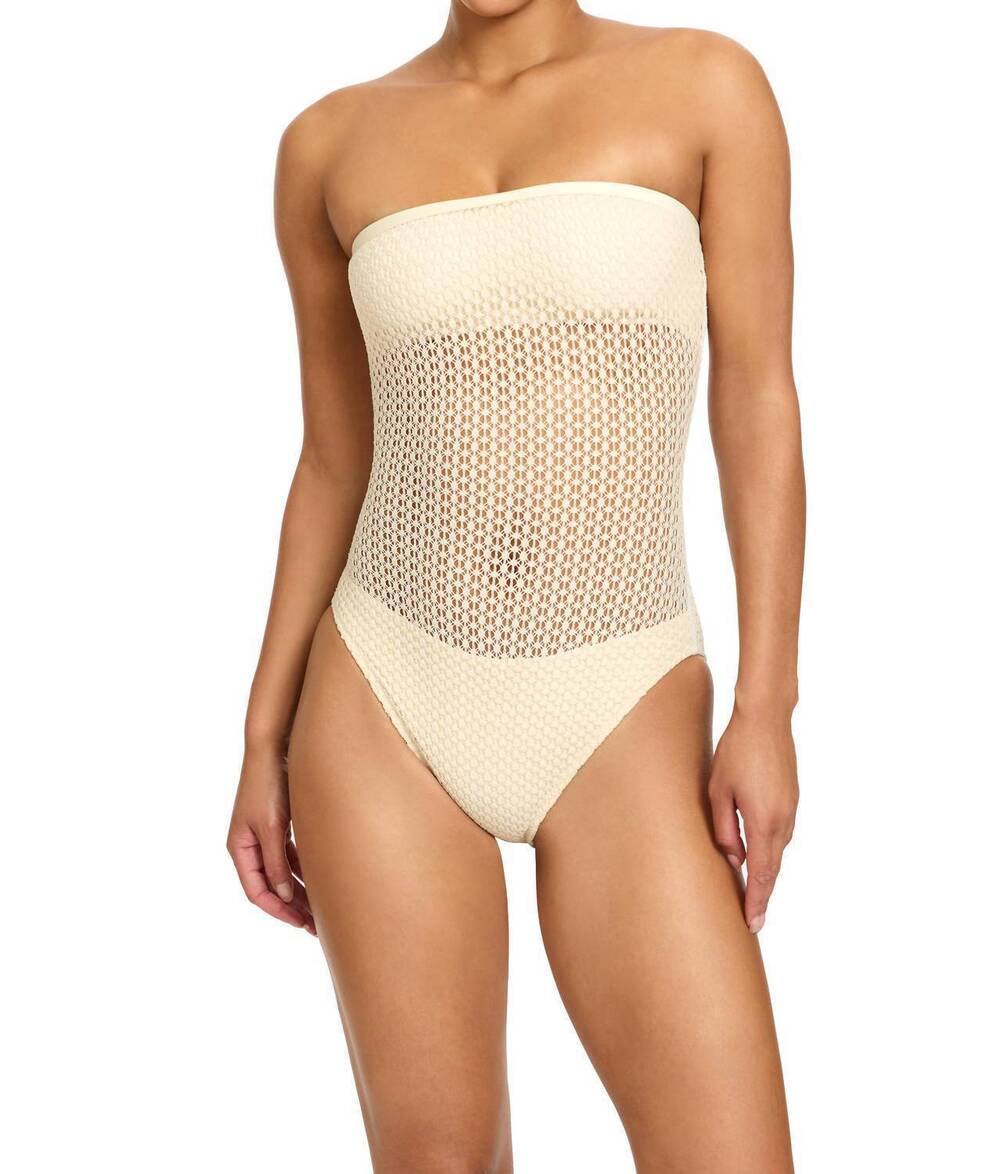 NEW ROBIN PICCONE charlotte bandeau one piece in bisque